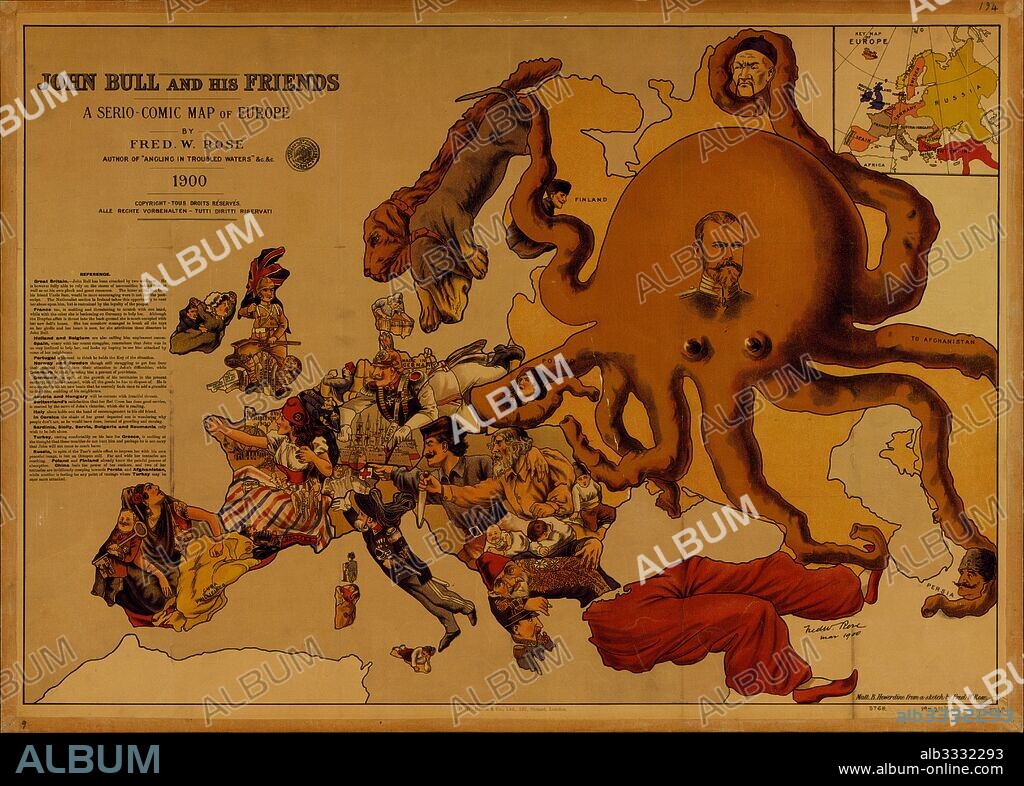 FRED W. ROSE. John Bull and his Friends. A Serio-Comic Map of Europe.