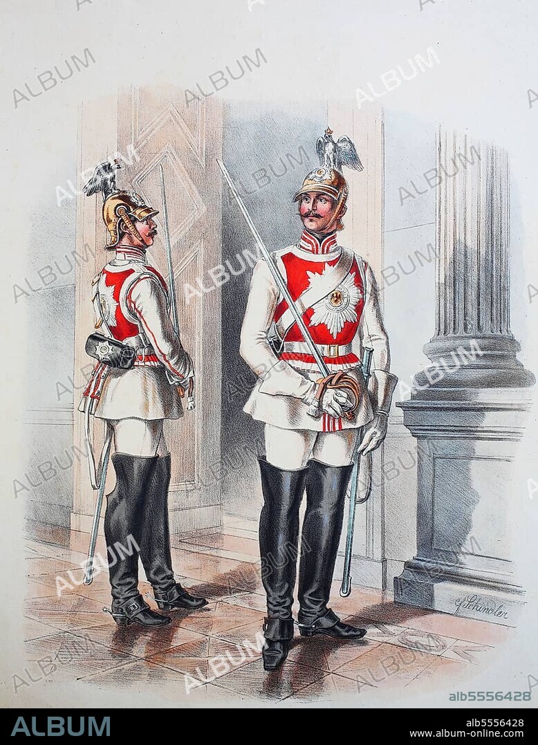 Prussian Army, Prussian Guard, Garde du Corps in Gala Uniform, Army Uniform, Military, Prussia, Germany, Digitally Restored Reproduction of a 19th century Original, Europe.