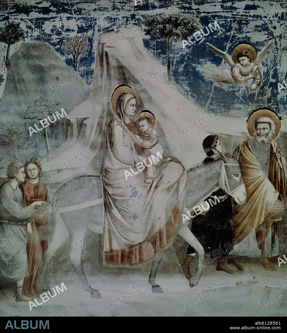 GIOTTO DE BONDONE (1266-1337). LA HUIDA A EGIPTO - 1302-1305 - FRESCO - TRECENTO ITALIANO - ESCUELA FLORENTINA.