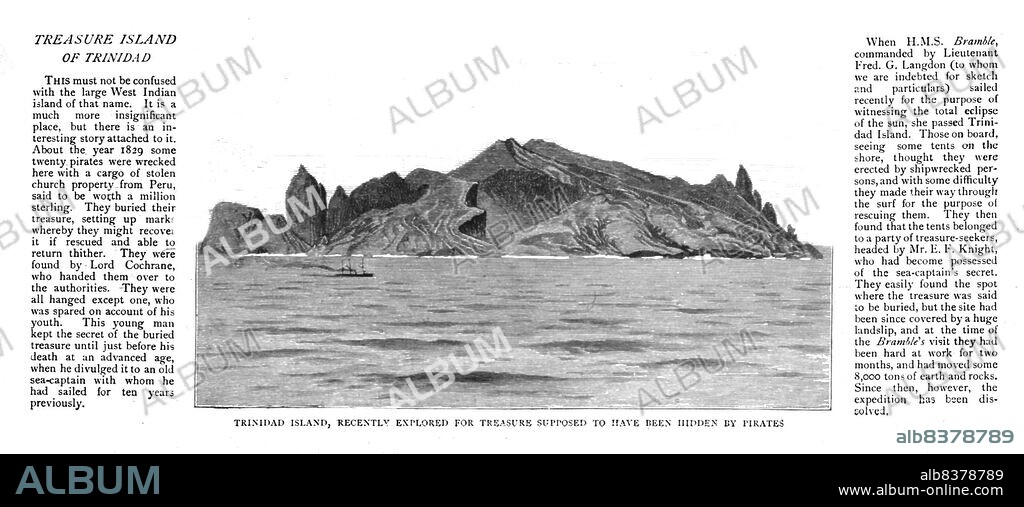 'Trinidad Island, recently explored for Treasure supposed to have been hidden by Pirates; with story', 1890. From "The Graphic. An Illustrated Weekly Newspaper", Volume 41. January to June, 1890.