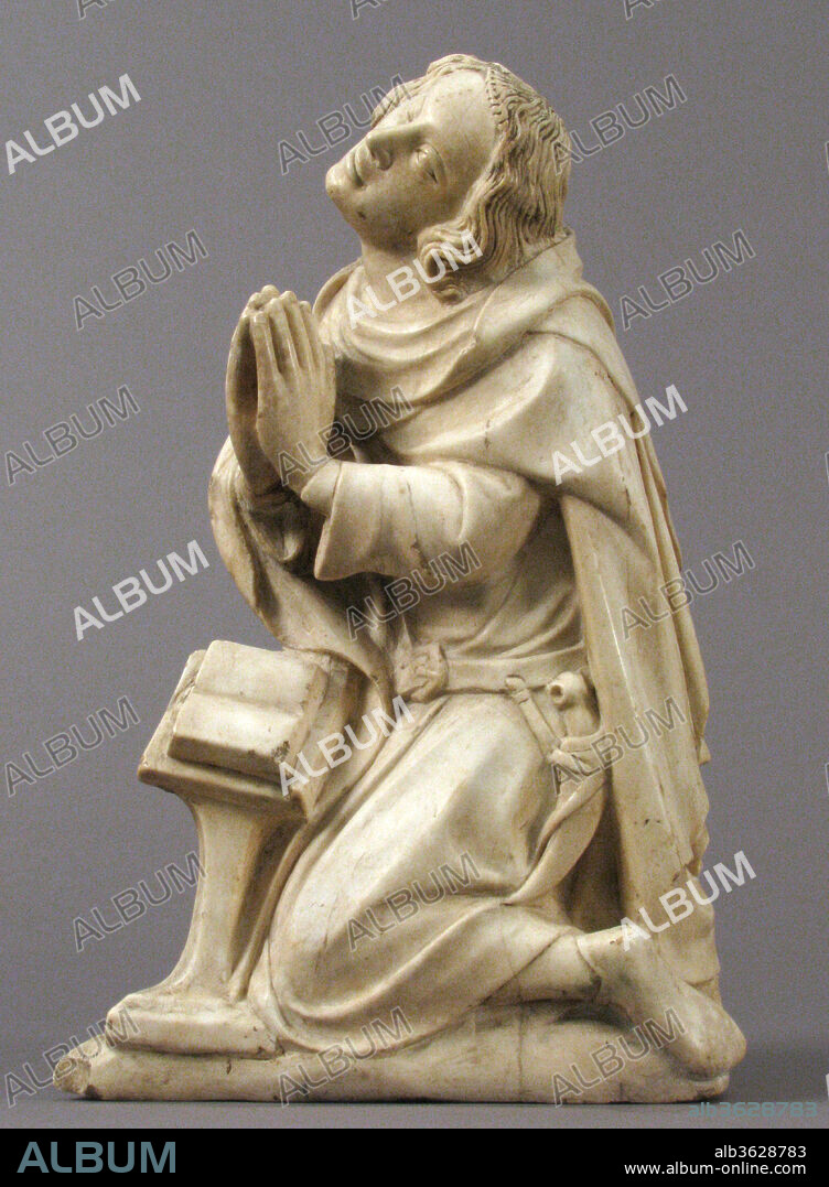 Saint Elzéar. Culture: French. Dimensions: Overall: 14 1/8 x 9 3/16 x 4 3/4 in. (35.9 x 23.3 x 12.1 cm). Date: ca. 1370-73.
Knight, count, and member of the Franciscan order, Saint Elzéar (1285-1323) lived a life of chastity, prayer, and charity. This work was among the eight sculptural reliefs illustrating his saintly life that decorated his large reliquary tomb, erected in 1373 at the Franciscan church at Apt. The tomb was destroyed in the wake of the French Revolution.