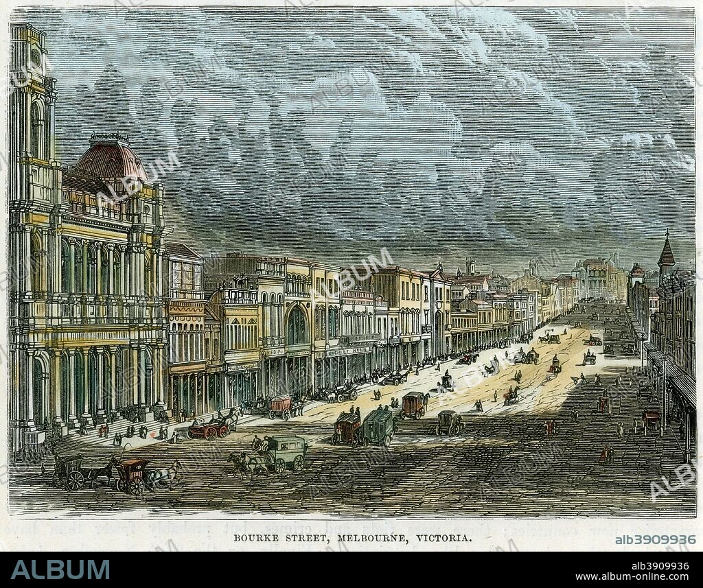 'Bourke Street, Melbourne, Victoria', Australia, c1880. Bourke Street is named after Sir Richard Bourke (1777-1855), the ninth Governor of New South Wales. Victoria became a separate colony in its own right in 1851.