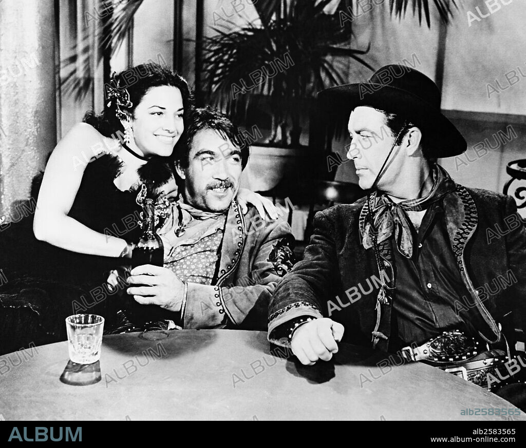 ANTHONY QUINN y ROBERT TAYLOR en UNA VIDA POR OTRA, 1953 (RIDE, VAQUERO!), dirigida por JOHN FARROW. Copyright M.G.M.
