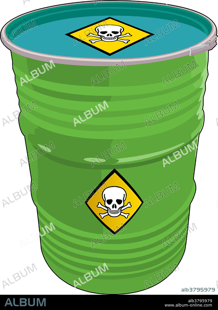 Illustration of a barrel of toxic waste.