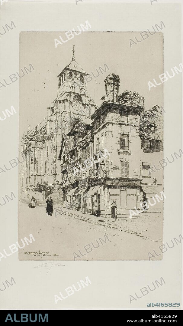 St. Jacques, Lisieux. Charles John Watson; English, 1846-1927. Date: 1890. Dimensions: 277 × 176 mm (image/plate); 370 × 220 mm (sheet). Etching in dark brown on cream laid paper. Origin: England.
