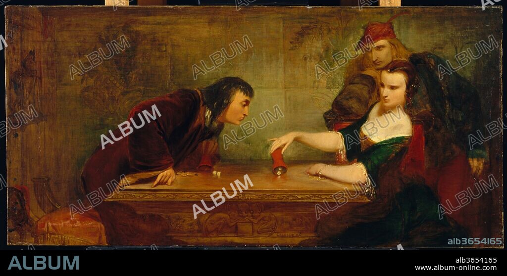 The Last Throw. Artist: Charles Robert Leslie (British, London 1794-1859 London). Dimensions: 18 1/2 x 38in. (47 x 96.5cm)
Framed: 32 1/2 x 52 1/2 x 3 1/2 in. (82.6 x 133.4 cm). Date: ca. 1840.