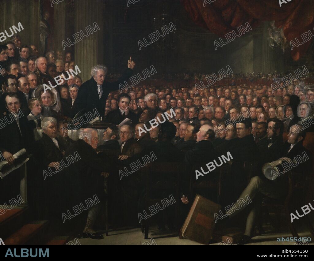 The Anti-Slavery Society Convention, 1840. Painting by Benjamin Robert Haydon (1786-1846). Oil on canvas (297,2 x 383,6 cm), 1841. This painting depicts the 1840 convention of the British and Foreign Anti-Slavery Society (BFASS), founded to promote worldwide abolition. Thomas Clarkson (1760-1846), President of the Convention, addresses the meeting of the delegates. National Portrait Gallery. London, England, United Kingdom.