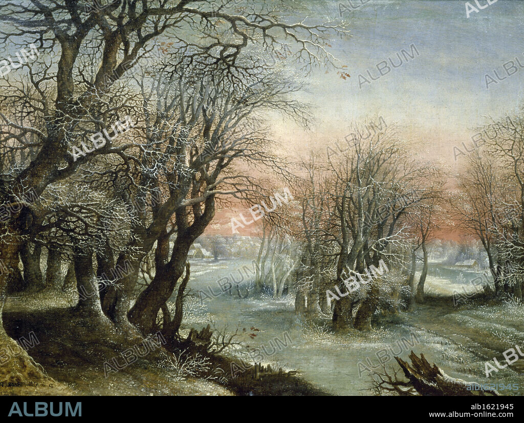 DENYS VAN ALSLOOT. Winter Landscape by Denis van Alsloot, 1610, (1570-1620), France, Paris, Musee du Louvre.