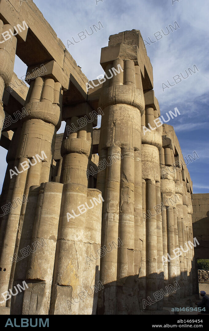 EGYPTIAN ART.  LUXOR. TEMPLE.  Papyrus capitals of the hypostyle.  Kingdom. Ancient Thebes "Waset.