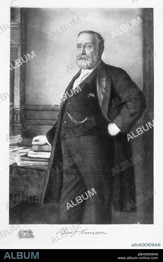 Benjamin Harrison, 23rd President of the United States of America, (1901). Harrison (1833-1901) was the victorious Republican candidate in the 1888 US presidential election, defeating the incumbent Democrat, Grover Cleveland. Cleveland in turn defeated Harrison in the election of 1892, as his popularity waned in the face of an economic depression.