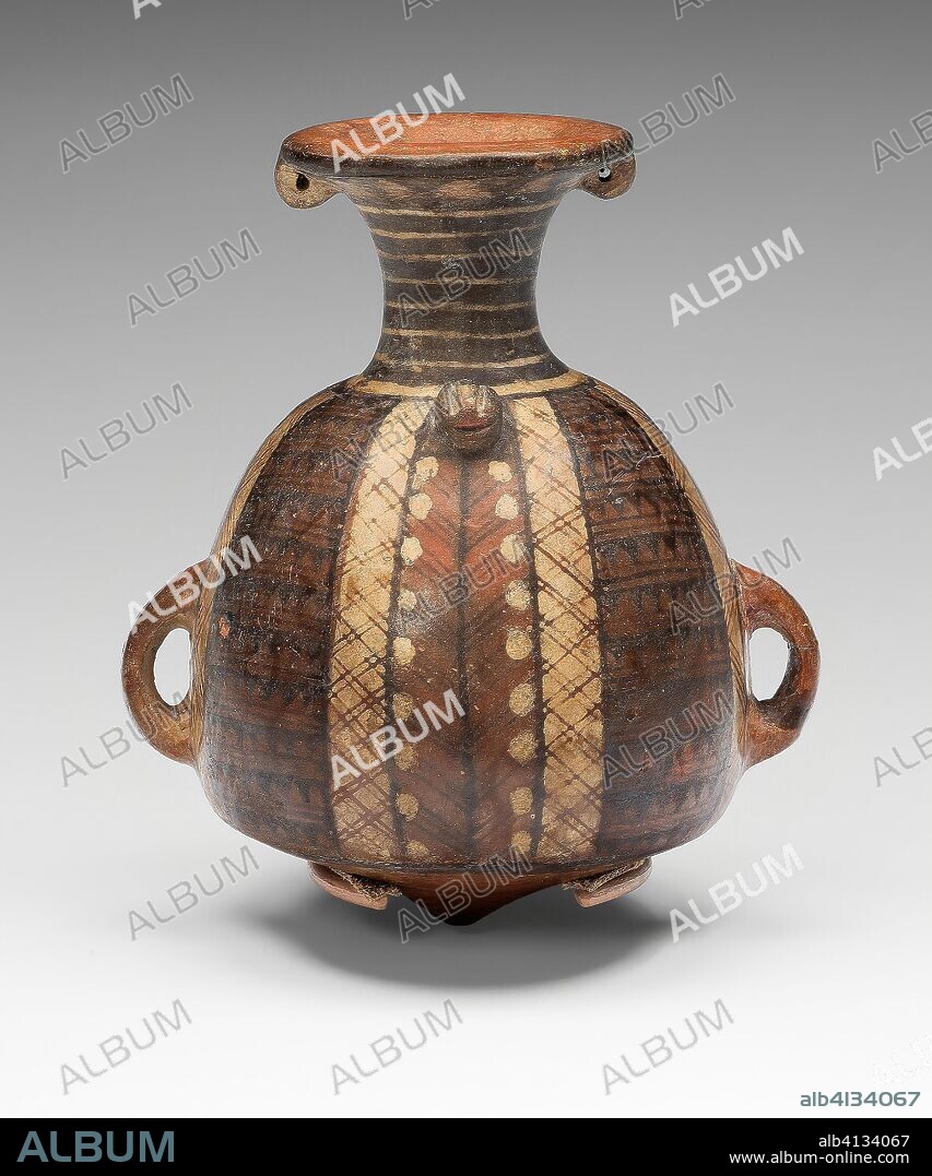 Miniature Ceremonial Vessel (Aryballos). Inca; South coast or southern highlands, Peru. Date: 1450-1532. Dimensions: 10.2 × 7.3 cm (4 × 3 7/8 in.). Ceramic and pigment. Origin: Peru, southern.