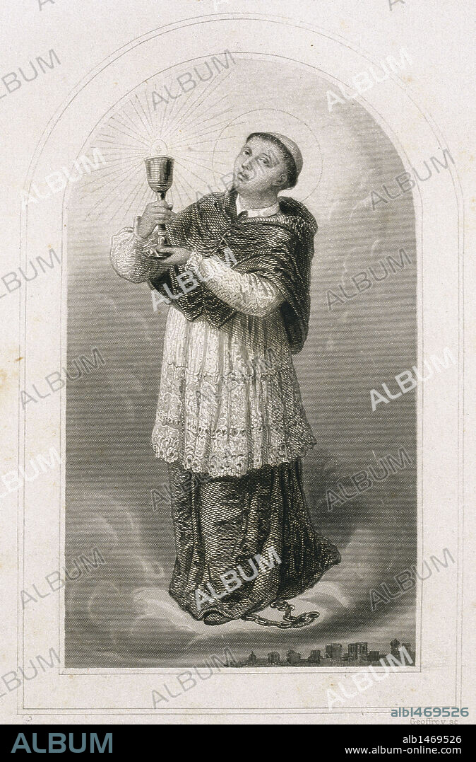 SAN RAMON NONATO (Ramón Sarroy) (1200-1240). Misionero mercedario catalán. S. XIII. Grabado S. XIX.