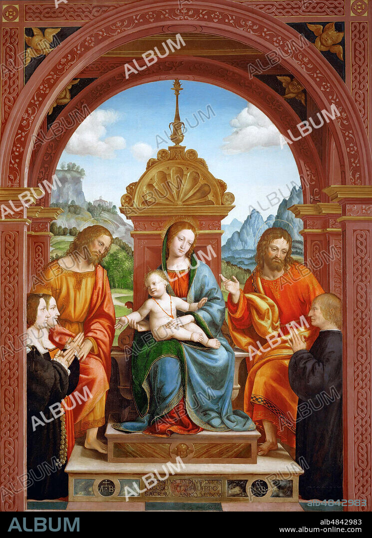 BERNARDO ZENALE. Madonna and Child with Saints James, Philip and the Family of Antonio Busti.