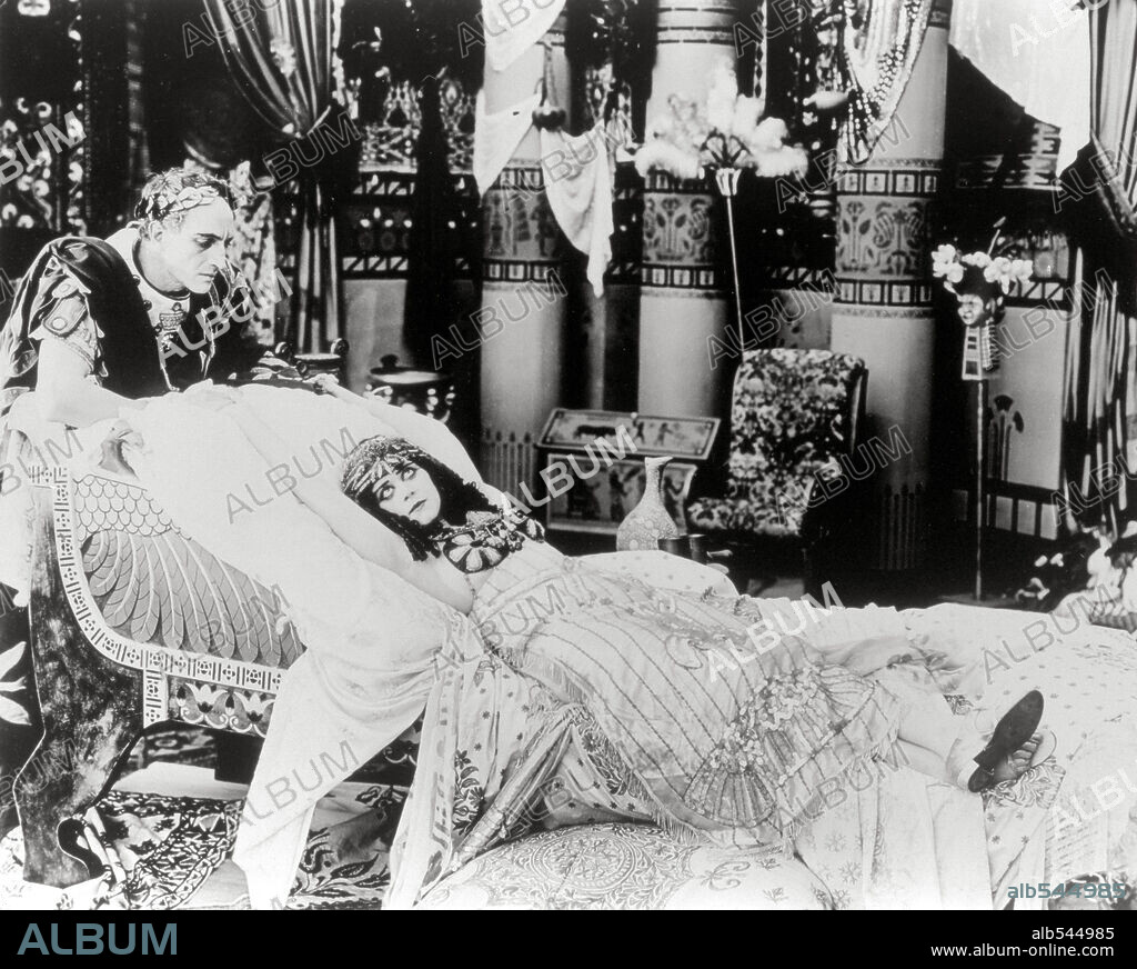 FRITZ LEIBER and THEDA BARA in CLEOPATRA, 1917, directed by J. GORDON EDWARDS. Copyright FOX FILMS.