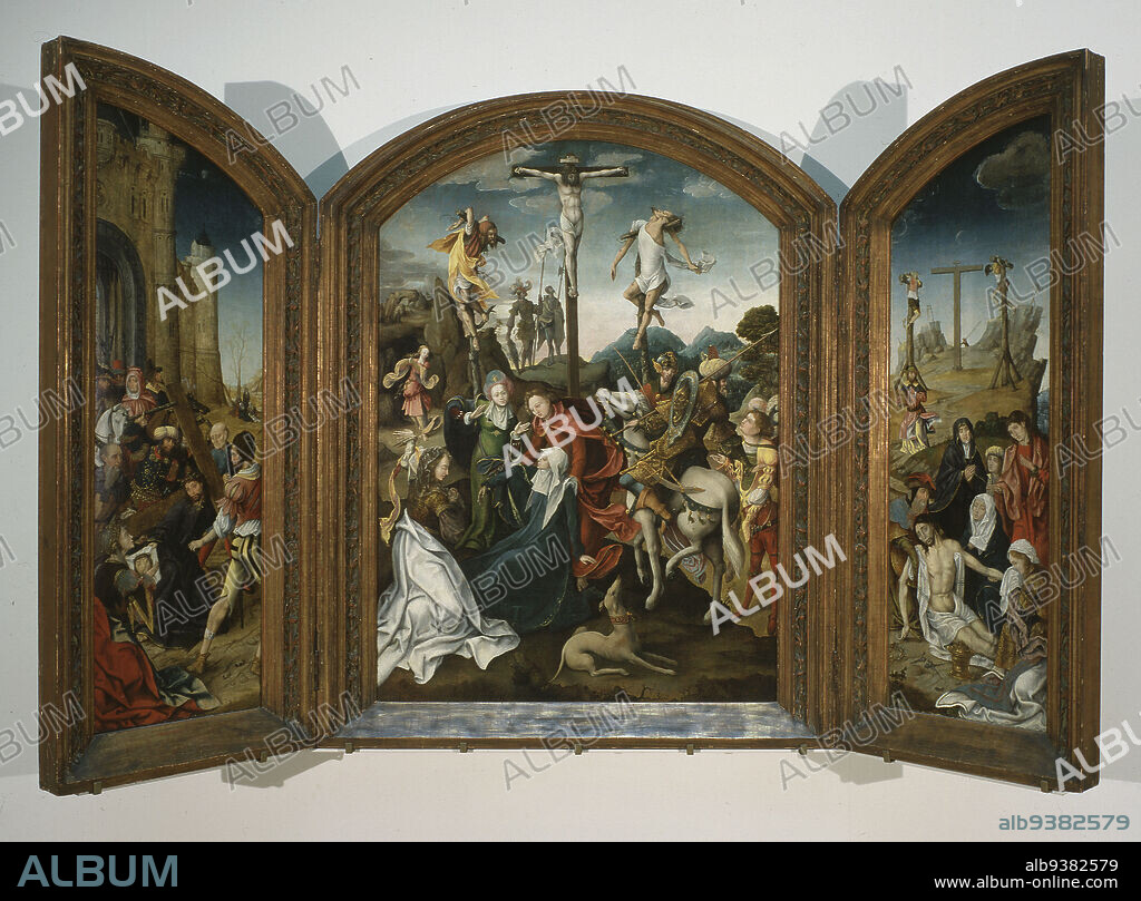 Triptych of the Passion, School of Antwerp, Flemish, c.151520, Oil on panel, Made in Antwerp, Belgium, Europe, Paintings, center panel: 45 1/4 x 32 1/4 in. (114.9 x 81.9 cm).