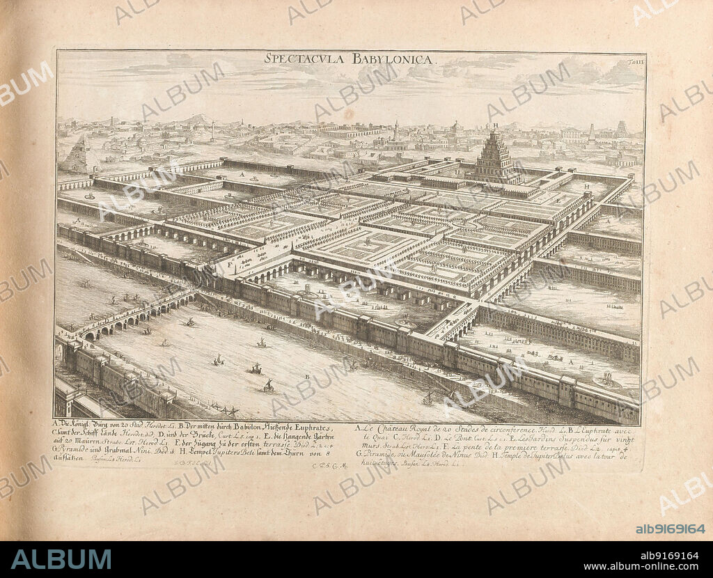 JOHANN BERNHARD FISCHER VON ERLACH. Ancient Babylon. From "Entwurff einer historischen Architektur".