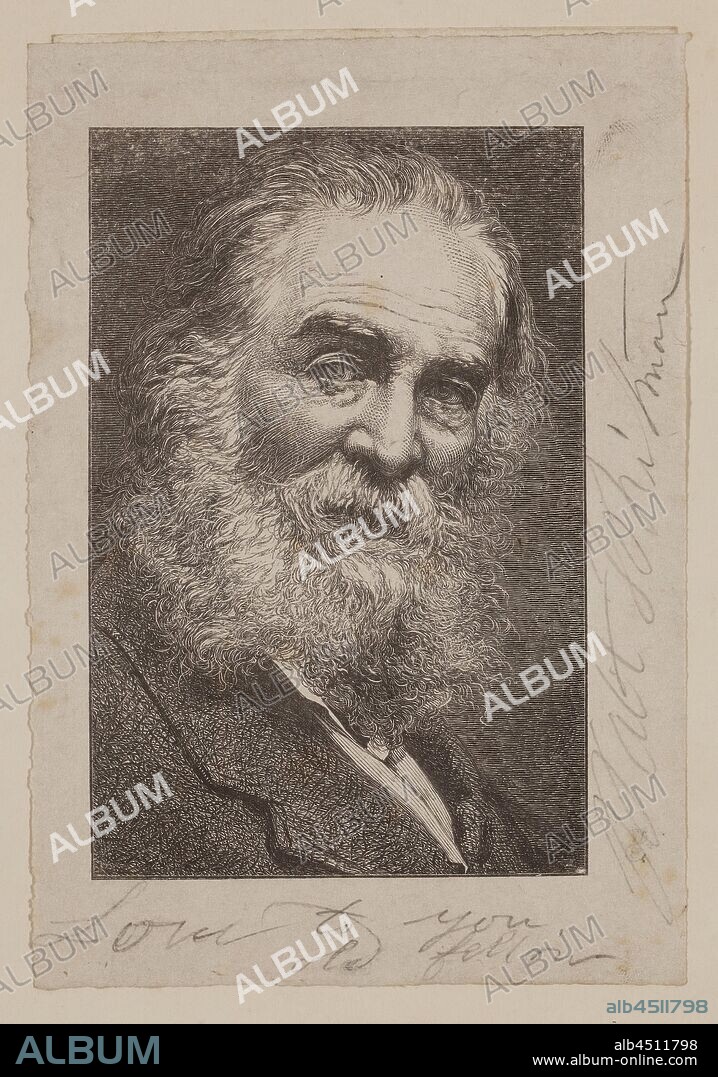 William James Linton, English, 1812-1898, after George C. Potter, Walt Whitman, 1871, Wood engraving, Image: 4 3/4 × 3 1/8 inches (12.1 × 7.9 cm).