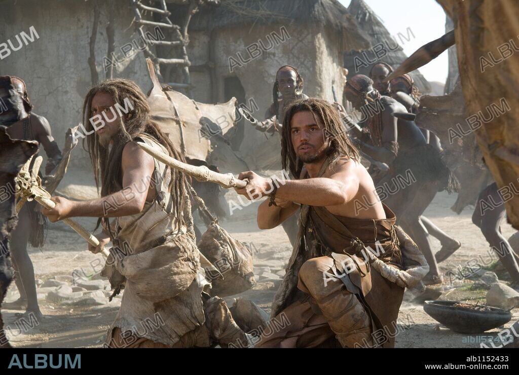 CLIFF CURTIS and STEVEN STRAIT in 10,000 B. C., 2008, directed by ROLAND EMMERICH. Copyright WARNER BROS. PICTURES/LEGENDARY PICTURES/MARK GORDON PROD.