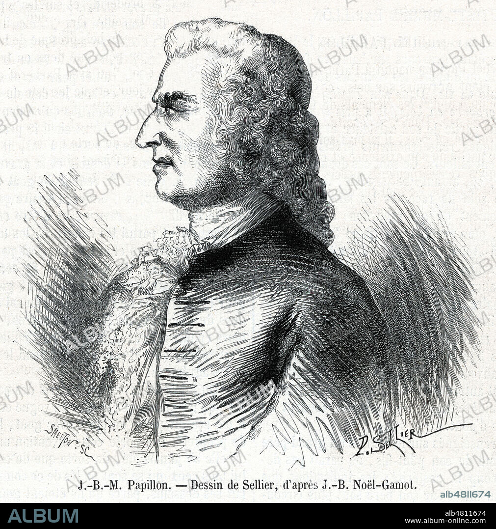 Jean-Baptiste-Michel PAPILLON (1698-1776). Illustration d'apres NOEL-GAMOT pour le Magasin Pittoresque d'avril 1872. Credit : Collection KHARBINE-TAPABOR.