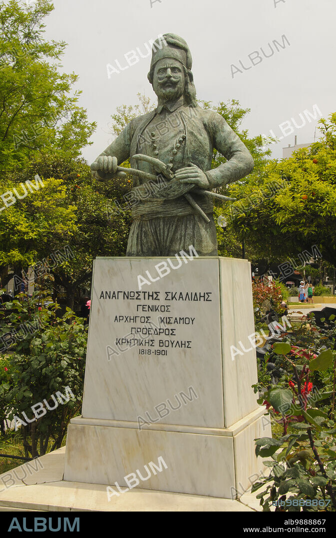 Greece: Anagnostes Skalides (1818 - 1901), a leader in the 1866 Great Cretan Revolution, 1866 Square, Chania (Hania), Crete. The Great Cretan Revolution (1866 - 1869), also known as the Cretan Revolt, was an uprising against the Ottoman Empire's control in Crete.