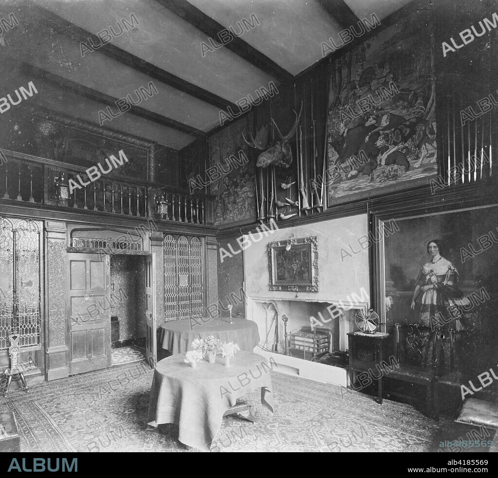 Dining Room at Carisbrooke Castle, Isle of Wight, c1930. Carisbrooke Castle is a motte-and-bailey castle located in the village of Carisbrooke (near Newport). Charles I was imprisoned at the castle in the months prior to his trial.