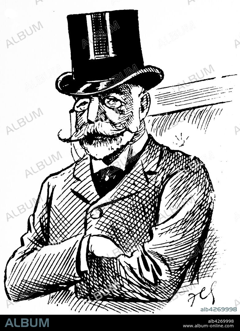 An engraving depicting a gentleman wearing a top hat - a tall hat. Dated 19th century.