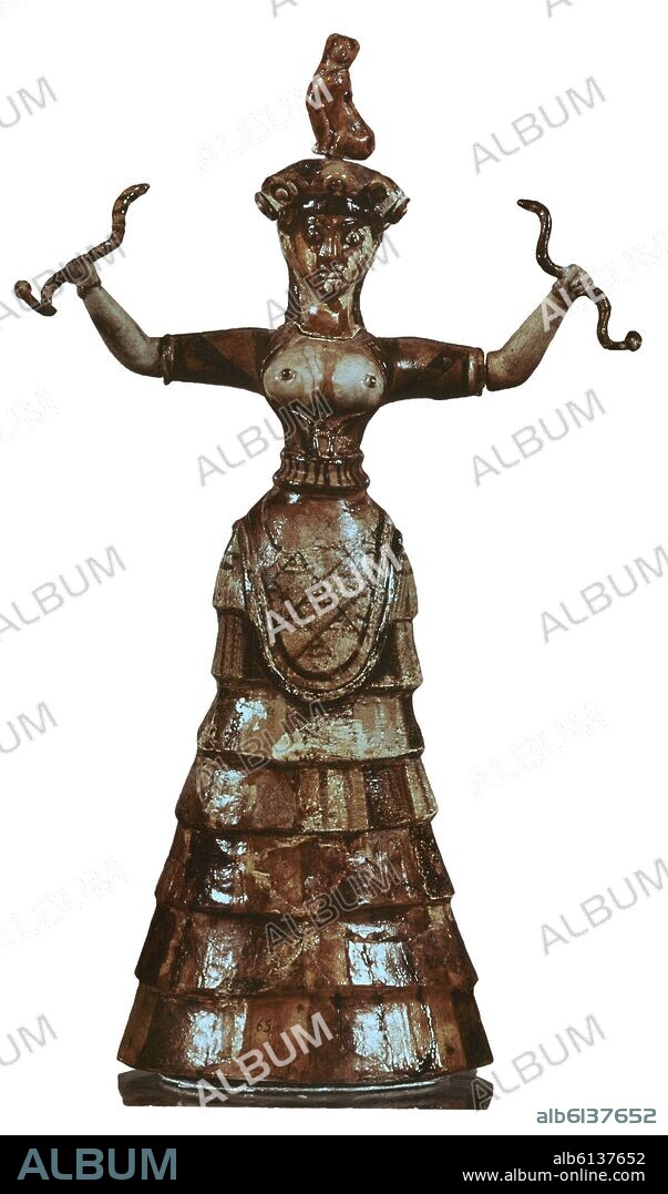 AUTOR LIBRE 01307. DIOSA DE LAS SERPIENTES - LOZA - ARTE MINOICO RECIENTE (1700 AL 1400 AC) - 29,5 CM - PROCEDE DE CNOSOS.
