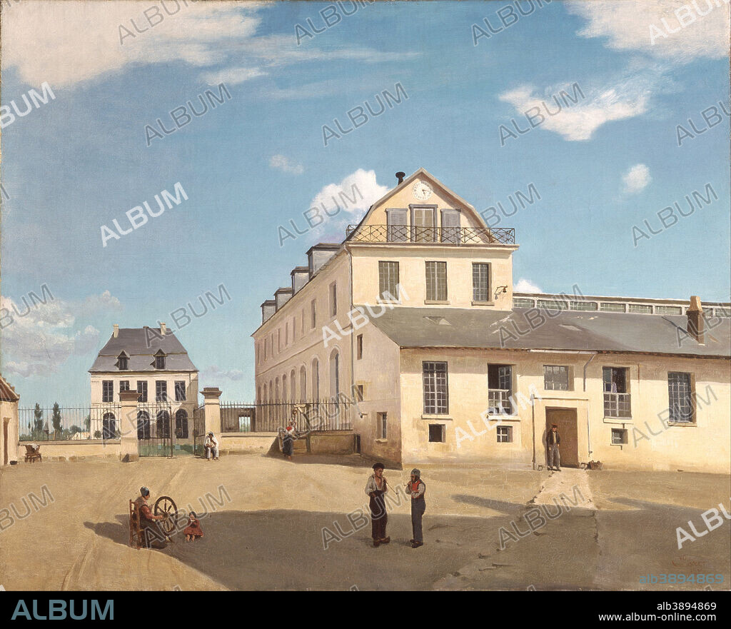 JEAN BAPTISTE CAMILLE COROT. Soissons - Maison d'habitation et fabrique de M. Henry 
 House and Factory of Monsieur Henry. Date/Period: 1833. Painting. Oil on canvas. Height: 32 in (81.4 cm); Width: 39.5 in (100.3 cm).