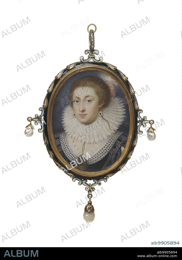 PETER OLIVER. Portrait of Elizabeth Stuart, c1618. Elizabeth Stuart (1596-1662) was Electress of the Palatinate and briefly Queen of Bohemia as the wife of Frederick V of the Palatinate. This painting is a prime example of the portrait miniature in opaque watercolour popular in England during the late 1500s and 1600s.