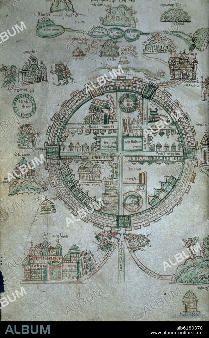 PLANO DE JERUSALEM-SITUS HIERUSALEM- S XIII- QUINTA CRUZADA- MS 9823-34- folio 157 recto.
