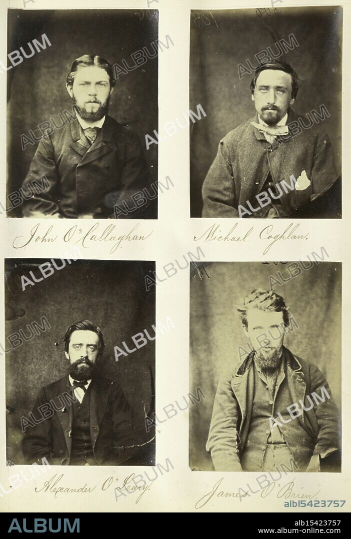 John O'Callaghan, Michaes Coghlan, Alexander O'Leary, James O'Brien, Date Created: 1866, Prisoners, Ireland, History, 1837-1901, Mountjoy Prison, Fenian Brotherhood, Faded pages worn, Ireland's prisoners whisper, History's cold grasp.