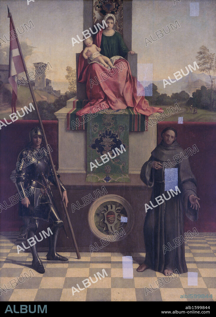 GIORGIO BARBARELLI DA CASTELFRANCO. Madonna Enthroned Between the Saints Francis and Liberale  Giorgione (1477-1510 Italian)  Parrocchiale Castelfranco, VE.