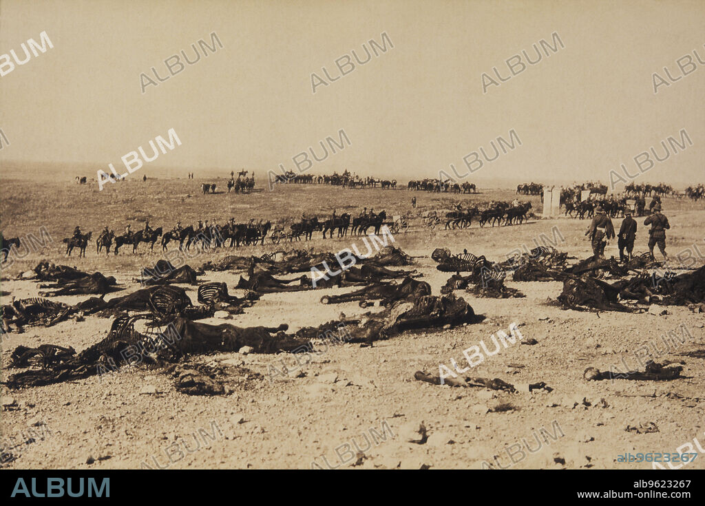 Morocco Campaign, disaster of Annual (Anoual), July 1921, help column before the bodies of the Spanish soldiers on Mount Arruit.