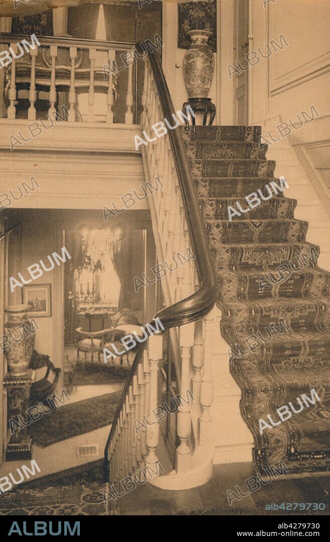 Staircase at the Cuban Embassy in Brussels, Belgium, 1927. From "Legacion de la Republica de Cuba en Bruselas", a booklet of postcard views of the Cuban embassy in Brussels. [1927].