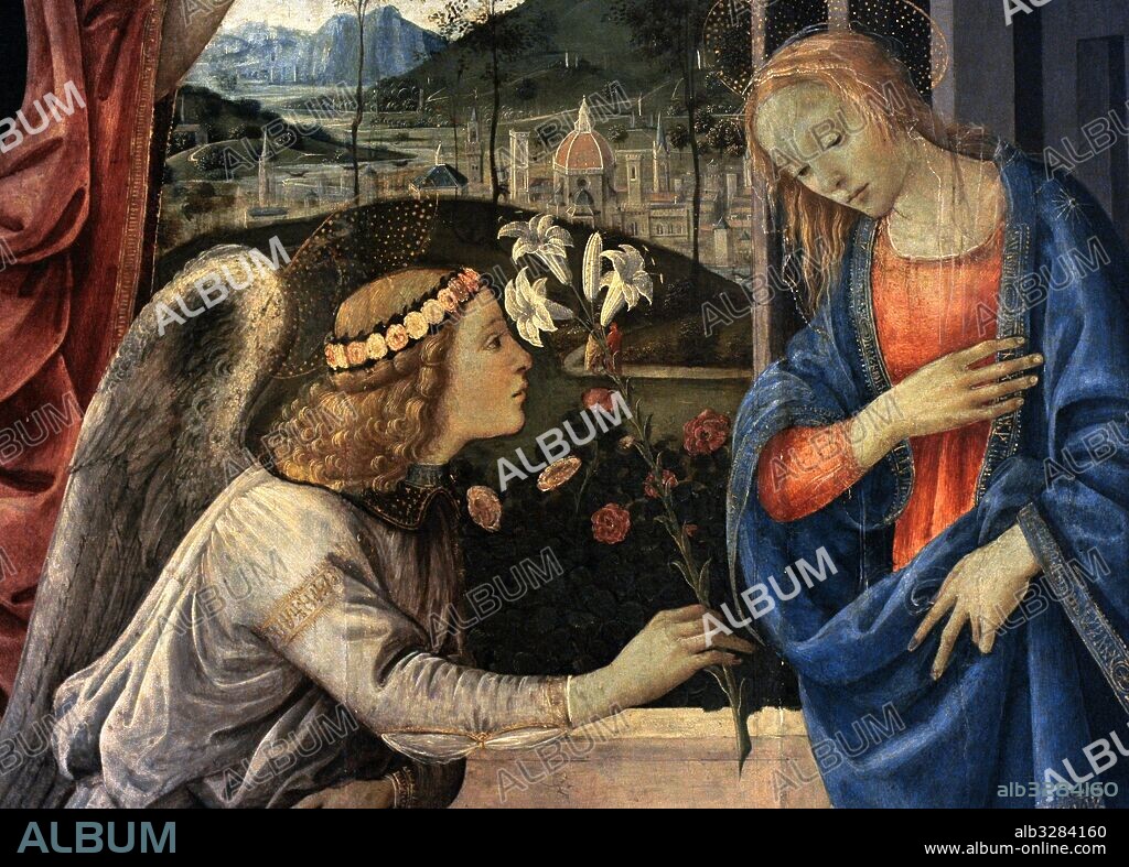 Filippino Lippi (1457-1504). Italian painter. Annunciation with the Saints John the Baptist and Andrew, 1483. Detail. Bourbon Collection. National Museum of Capodimonte. Naples. Italy.