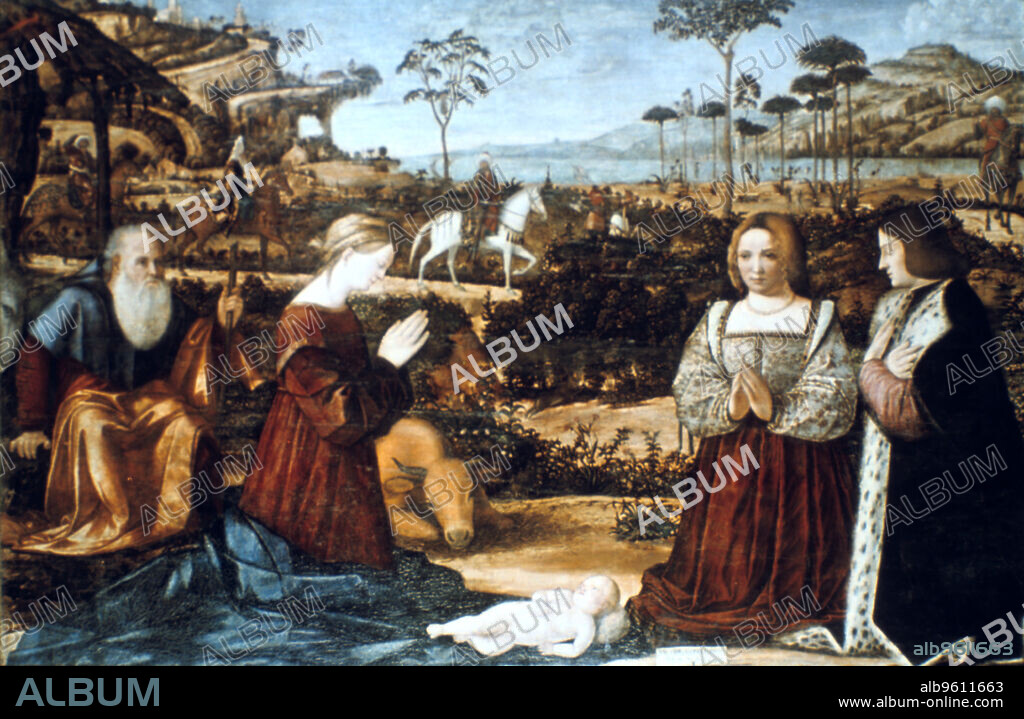 VITTORE CARPACCIO. 'Holy Family with Two Donors', 1505. The Gulbenkian Foundation, Lisbon.