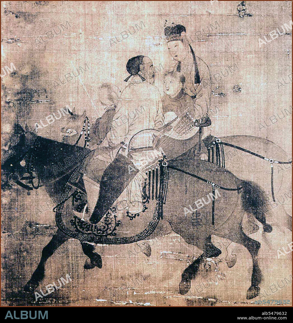 Cai Wenji was born shortly before 178 CE in what is now Qi County, Kaifeng, Henan. In 195, the chaos after Chancellor Dong Zhuo's death brought Xiongnu nomads into the Chinese capital and Cai Wenji was taken as prisoner to the northern lands. During her captivity, she became the wife of the Xiongnu chieftain Liu Bao and bore him two sons. It was not until twelve years later that Cao Cao, the new Chancellor of Han, ransomed her in the name of her father. When Cai Wenji returned to her homeland, she left her children behind at the frontier. The reason Cao Cao needed her back, was that she was the only one remaining of her clan and he needed her to placate the spirits of her ancestors. Cai Wenji's father Cai Yong was an established writer, but his works were lost in the ravages of war. At Cao Cao's request, Cai Wenji was able to recite from memory up to four hundred out of four thousand of her father's lost works. Later in her life, she wrote two poems describing her turbulent years. Her year of death is unknown. Contemporary (20th century) painting.