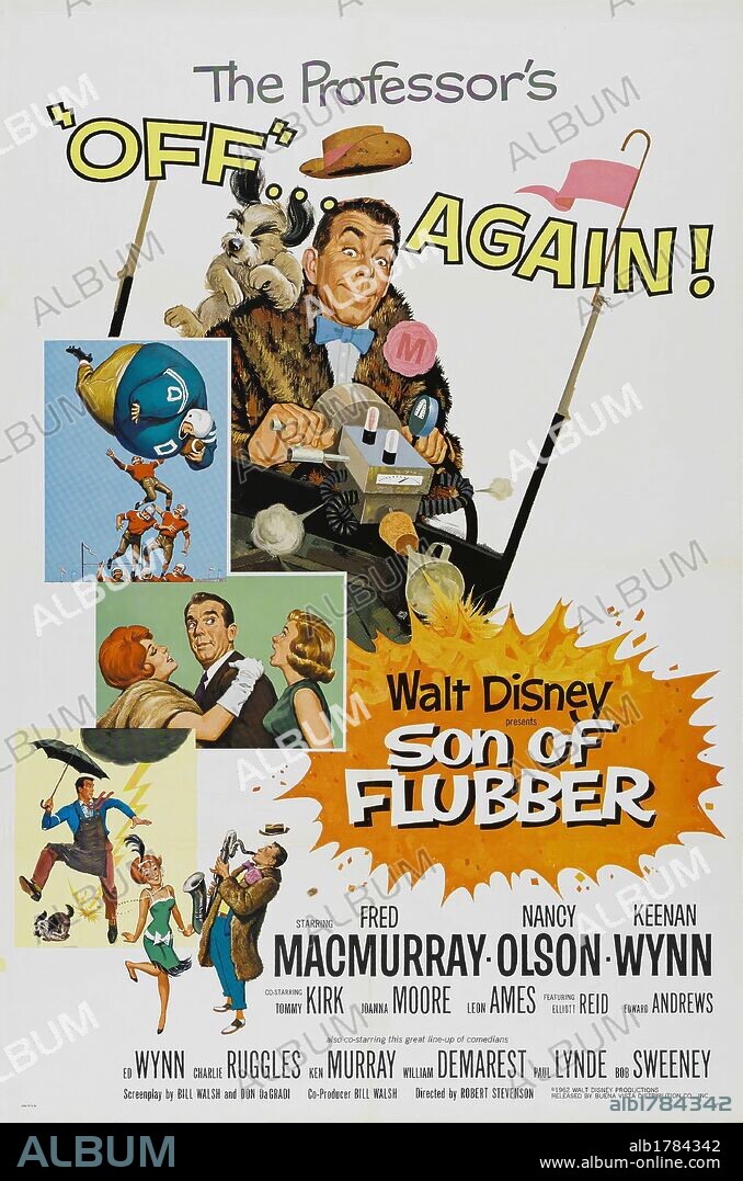 Poster of SON OF FLUBBER, 1963, directed by ROBERT STEVENSON. Copyright WALT DISNEY PRODUCTIONS.