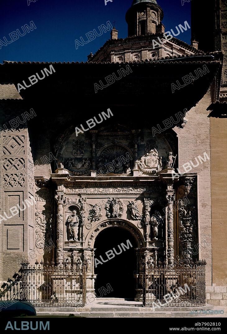 JUAN TALAVERA Y HEREDIA (1880-1960). PORTADA RETABLO DE LA COLEGIATA DE SANTA MARIA LA MAYOR DE CALATAYUD - SIGLO XVI - ESTILO PLATERESCO.