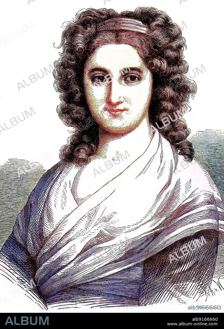Henriette Julie Herz, 1764 to 1847, writer and one of the leading Berlin salonnières of the early Romantic period, historical woodcut, circa 1870, digitally restored reproduction of an original 19th century print, exact original date unknown, coloured.