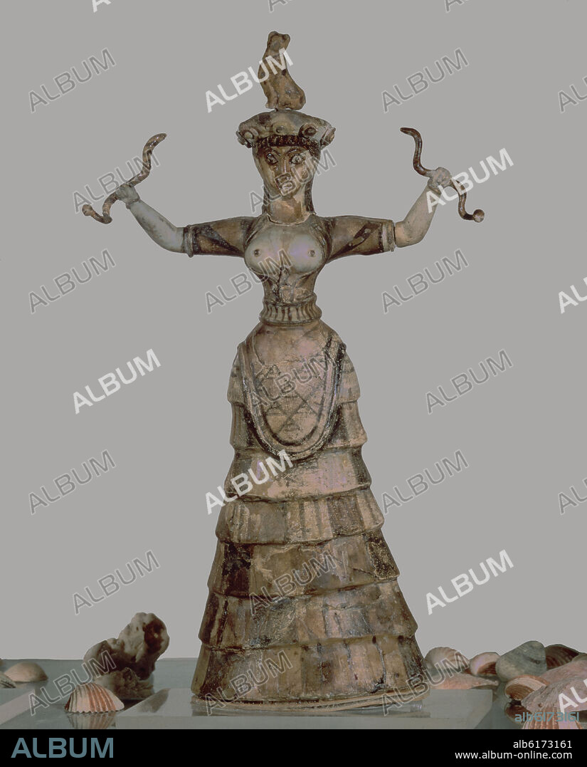 DIOSA DE LAS SERPIENTES - LOZA - ARTE MINOICO RECIENTE (1700 AL 1400 AC) - 29,5 CM - PROCEDE DE CNOSOS.