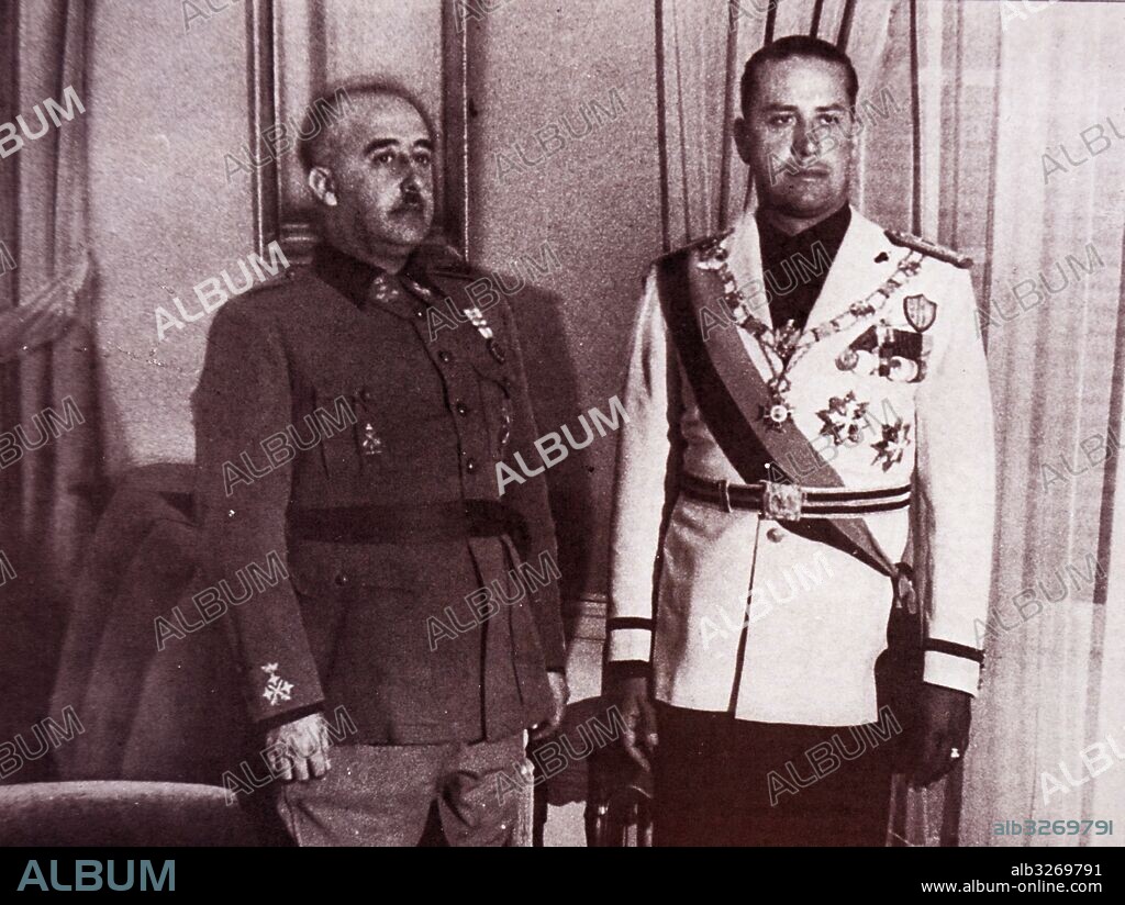 Photograph General Francisco Franco (1892-1975) and Galeazzo Ciano (1903-1944) Foreign Minister of Fascist Italy. Dated 20th Century.