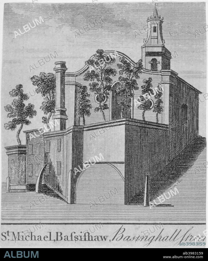 Church of St Michael Bassishaw, Basinghall Street, City of London, 1750.