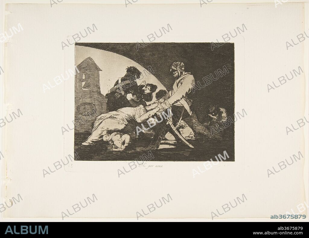 Plate 11 from "The Disasters of War' (Los Desastres de la Guerra): 'Neither do these.' (Ni por esas.). Artist: Goya (Francisco de Goya y Lucientes) (Spanish, Fuendetodos 1746-1828 Bordeaux). Dimensions: Plate: 6 5/16 × 8 5/16 in. (16.1 × 21.1 cm)
Sheet: 9 13/16 × 13 5/8 in. (25 × 34.6 cm). Series/Portfolio: The Disasters of War. Date: 1810-20, published 1863.