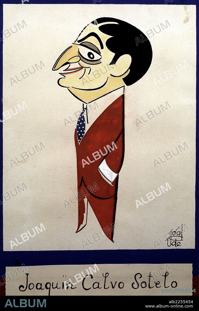 CALVO SOTELO, JOAQUIN. ESCRITOR ESPAÑOL. LA CORUÑA 1905-1993. CARICATURA DE UGALDE. MUSEO DEL TEATRTO. ALMAGRO.