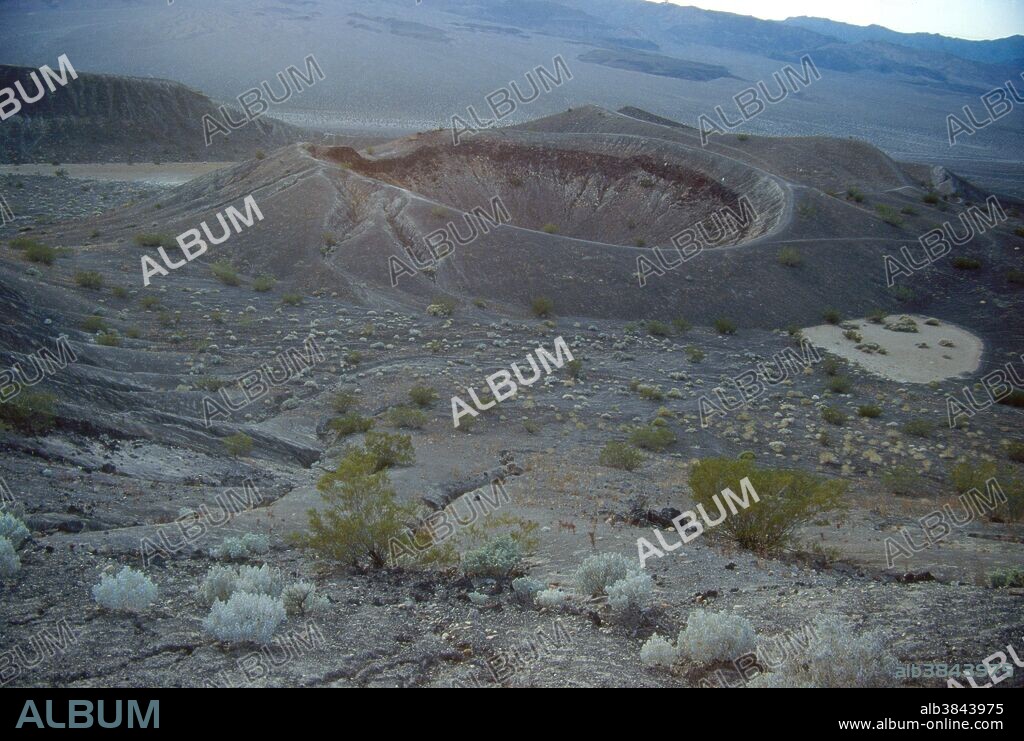 Ubehebe Crater is not a volcano, but an explosion crater formed when magma hit water and exploded. At less than 1,000 years old, the crater is the youngest evidence of volcanic activity in Death Valley.