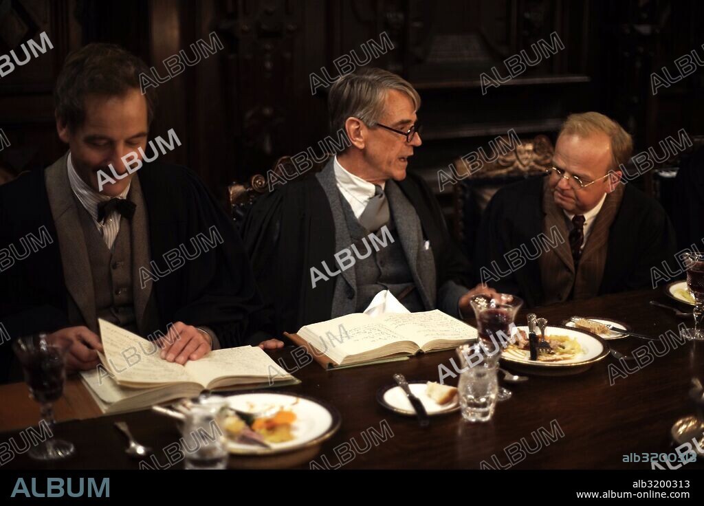 JEREMY IRONS, JEREMY NORTHAM and TOBY JONES in THE MAN WHO KNEW INFINITY, 2015, directed by MATT BROWN. Copyright EDWARD R. PRESSMAN FILM/XEITGEIST ENTERTAINMENT GROUP/ANIMUS.