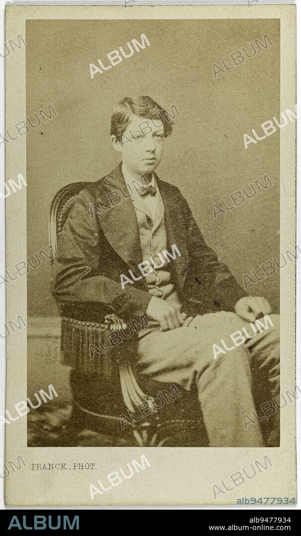 Portrait of Pierre d'Orléans, Duke of Penthièvre, (1845-1919), (naval officer, son of the Prince of Joinville), Franck (François Gobinet de Villechole, dit), Photographer, Between 1860 and 1890, 2nd half of the 19th century, Photography, Graphic arts, Photography, Albumen paper print, Dimensions - Work: Height: 9 cm, Width: 5.4 cm, Dimensions: Height: 10.6 cm, Width: 6.2 cm.