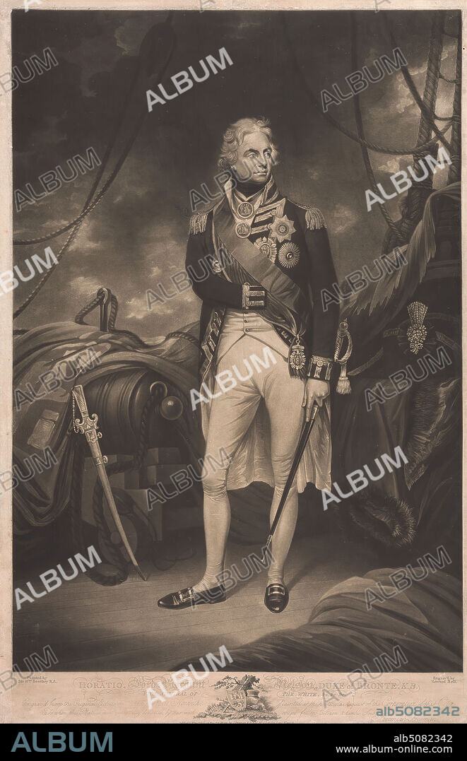 Horatio, Lord Viscount Nelson, Duke of Bronte, K.B., Vice-Admiral of the White..., Edward Bell, active 17941847, after Sir William Beechey, 17531839, British, 1806, Mezzotint, Sheet: 26 3/4 x 17in. (67.9 x 43.2cm).