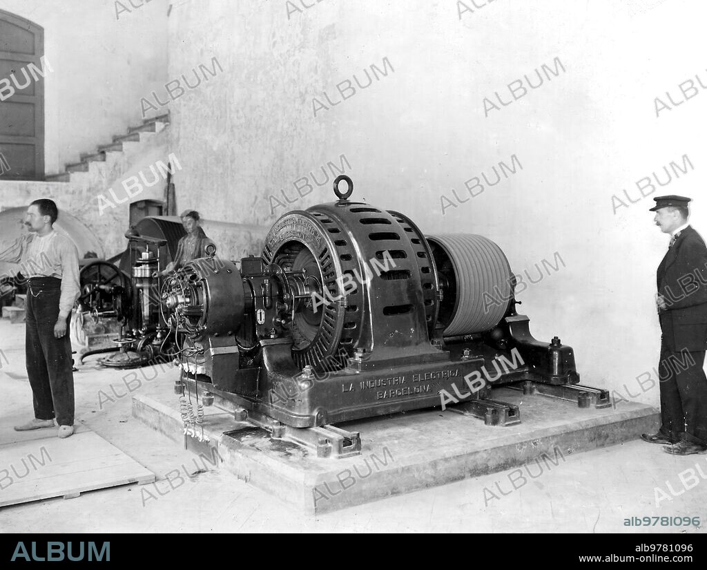 3 marzo 1909. Minas de carbón del distrito Berga. -estación Hidroeléctrica -foto vela.